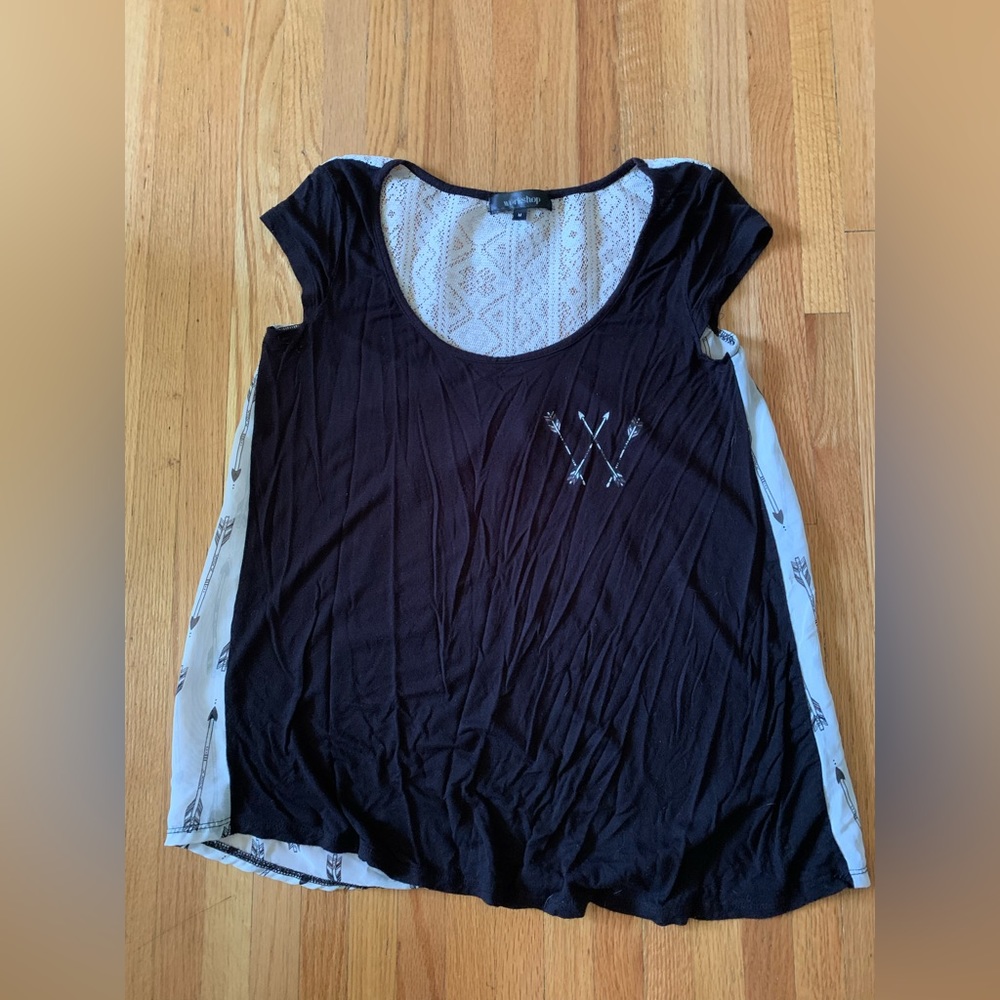 WorkShop Women’s Lace/Sheer Arrow Blouse